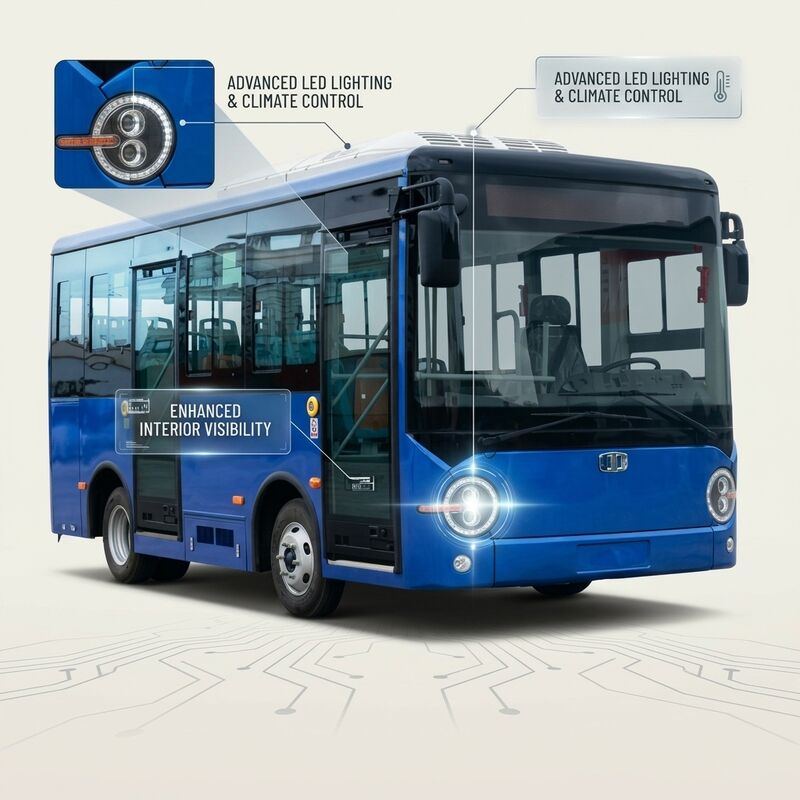 Autobus elettrico puro da 6 m e 16 posti con batteria da 95,25 kWh e autonomia di 180 km per il trasporto pubblico